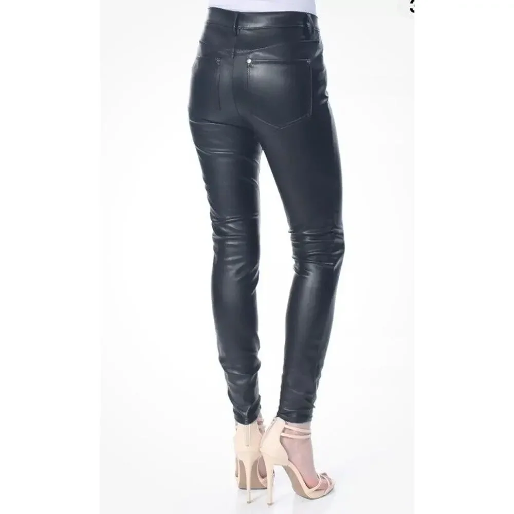 Free People Women's Size 26 Faux Leather Legging Stretch Skinny Ankle Black‎